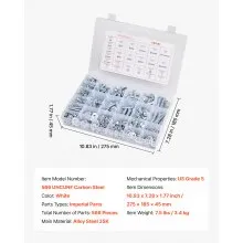 566 Pcs Bolts Nuts Assortment Kit Imperial Alloy Steel for Furniture