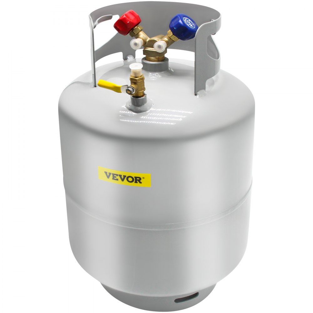 VEVOR Refrigerant Recovery Tank, 50 LBS Capacity, 400 psi Portable Cylinder Tank with Y-Valve for Liquid/Vapor, High-Sealing Recovery Can for R22/R134A/R410A, Gray