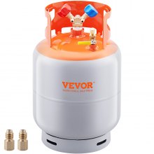 VEVOR Refrigerant Recovery Tank, 30 LBS Capacity, 400 psi Portable Cylinder Tank with Y-Valve for Liquid/Vapor, High-sealing Recovery Can for R22/R134A/R410A, Orange+Gray