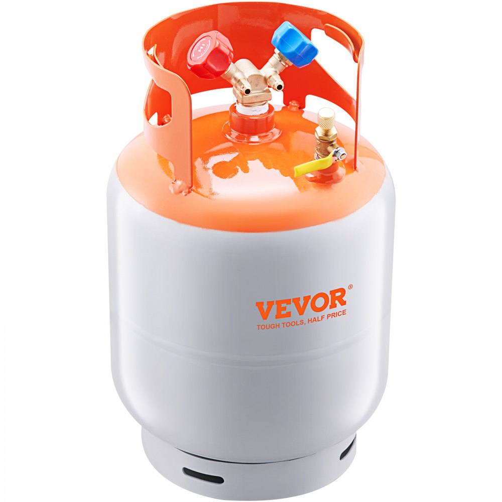 VEVOR Refrigerant Recovery Tank, 50 LBS Capacity, 400 psi Portable Cylinder Tank with Y-Valve for Liquid/Vapor, High-sealing Recovery Can for R22/R134A/R410A, Orange+Gray