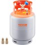 VEVOR refrigerant recovery tank with dual valves, brass fittings, and durable design.