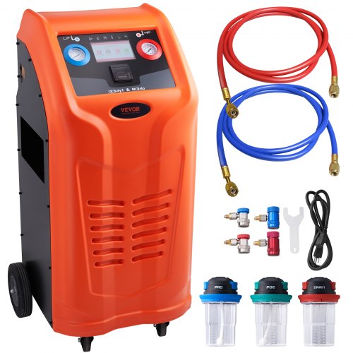 VEVOR Fully Automatic Refrigerant Recovery Machine - Dual Cylinder AC Recovery Machine Kit Built in Compressor/Electronic Scale/Filter/Recovery Tank, Recovery Machine HVAC Only for R134A+R1234YF