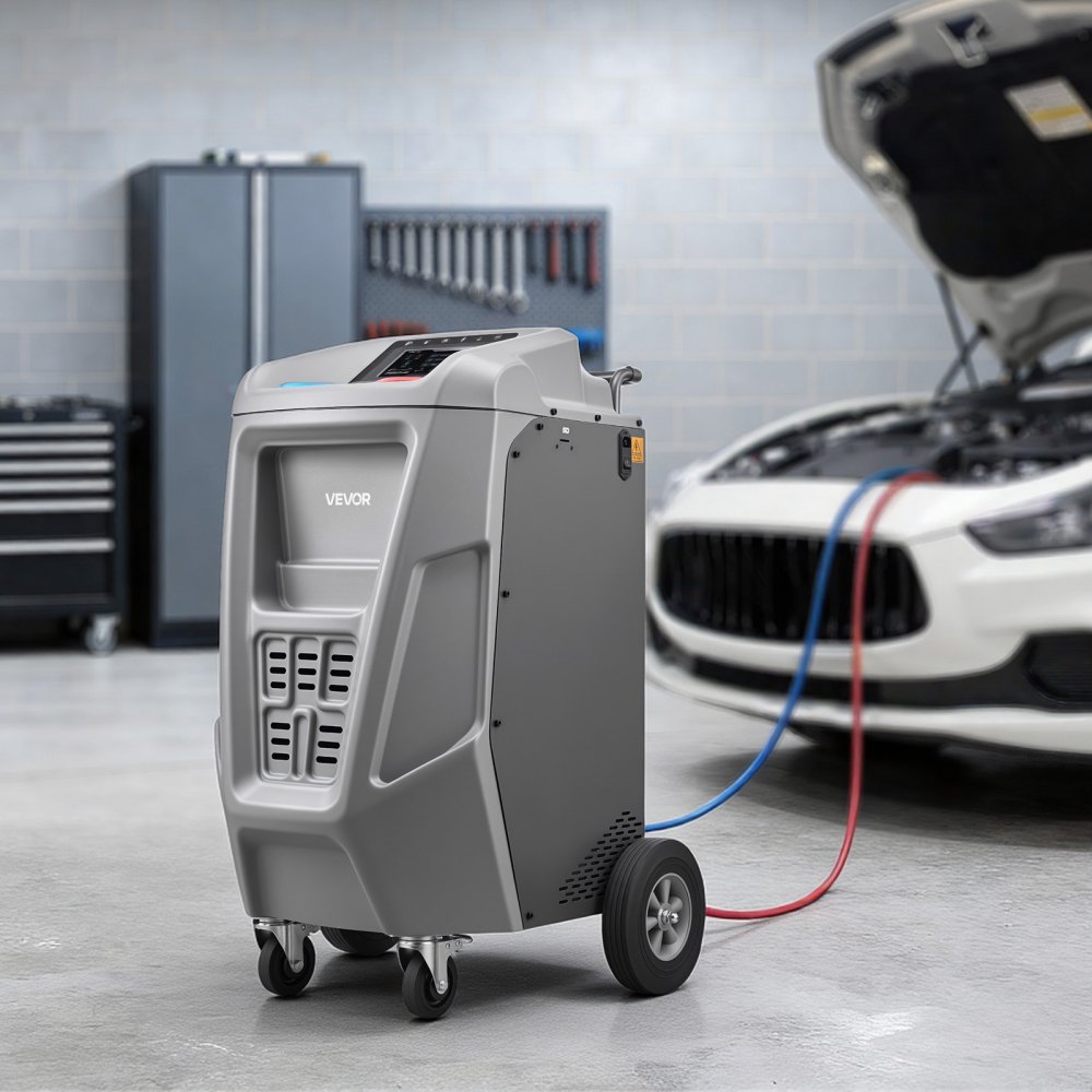 VEVOR Fully Automatic Refrigerant Recovery Machine for 1234yf, ≥98.5% Accuracy, 7-Inch Touch Screen, AC Recovery, Vacuum, and Recharging Machine for Standard and High Voltage Automotive A/C Systems
