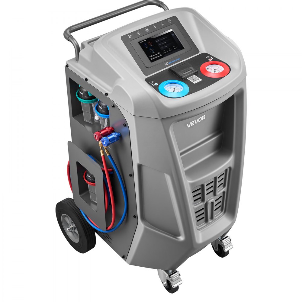 VEVOR Fully Automatic Refrigerant Recovery Machine for 1234yf, ≥98.5% Accuracy, 7-Inch Touch Screen, AC Recovery, Vacuum, and Recharging Machine for Standard and High Voltage Automotive A/C Systems