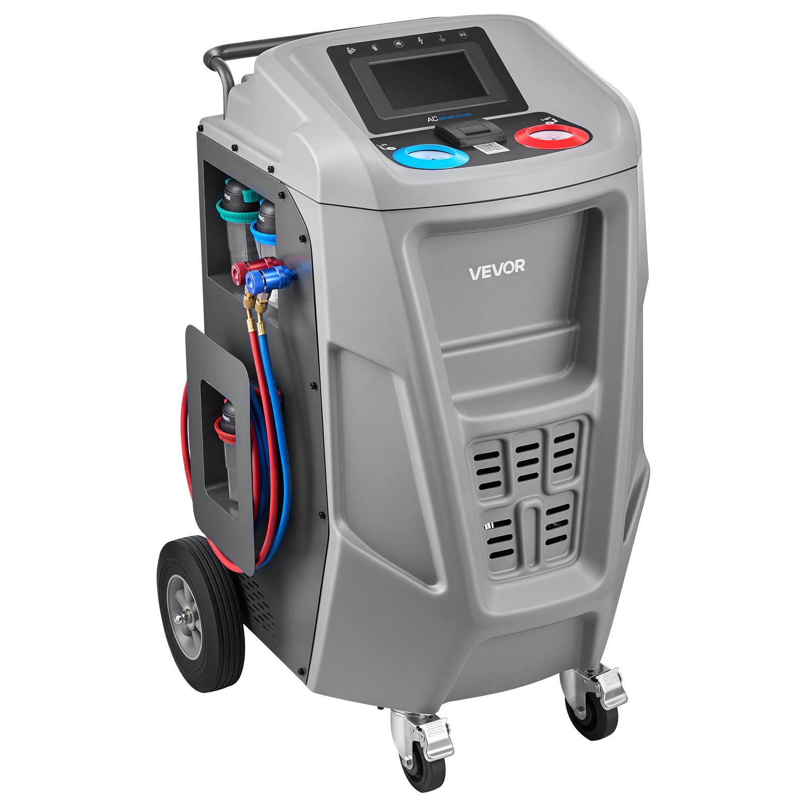 VEVOR Fully Automatic Refrigerant Recovery Machine for 1234yf, ≥98.5% Accuracy, 7-Inch Touch Screen, AC Recovery, Vacuum, and Recharging Machine for Standard and High Voltage Automotive A/C Systems