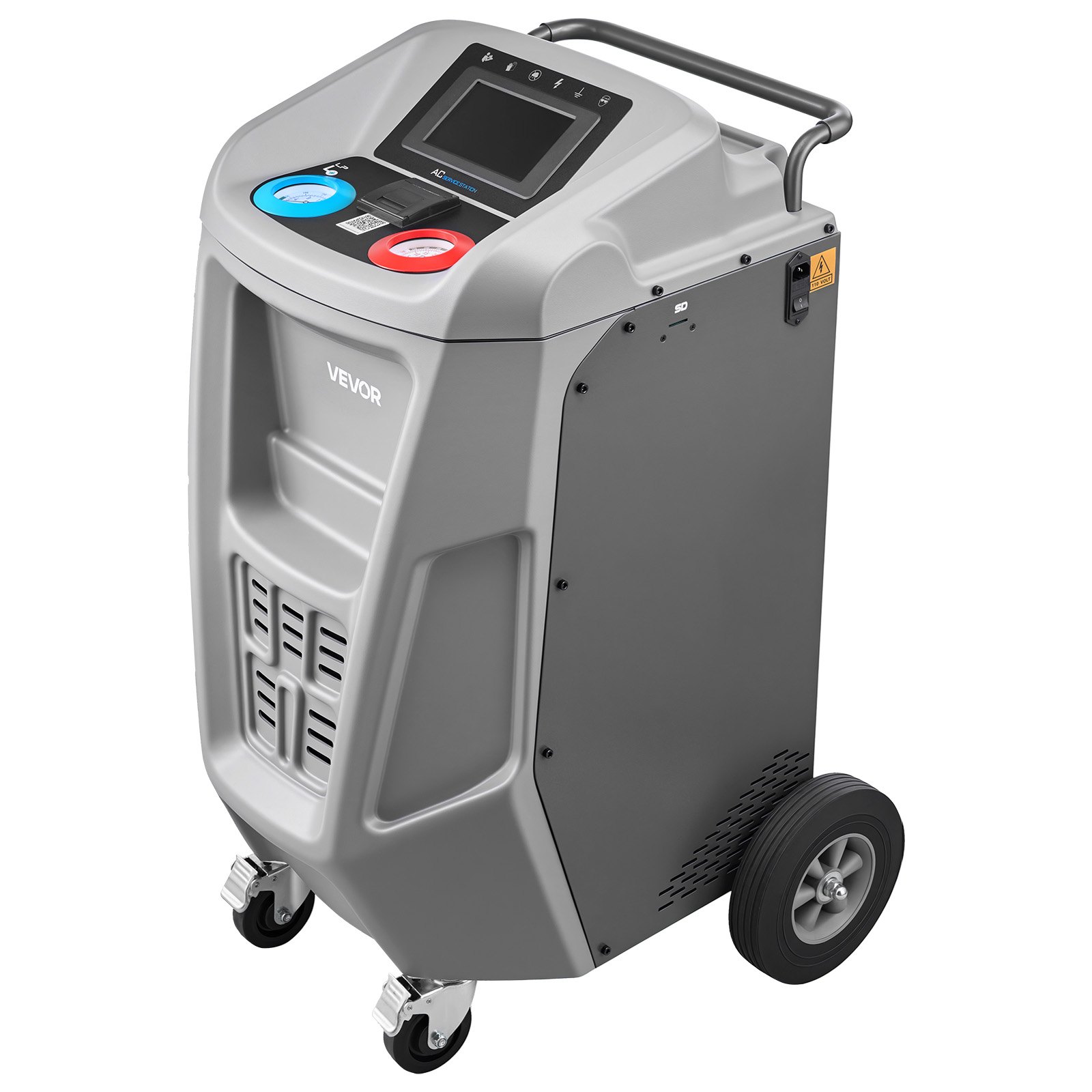 VEVOR Fully Automatic Refrigerant Recovery Machine for 1234yf, ≥98.5% Accuracy, 7-Inch Touch Screen, AC Recovery, Vacuum, and Recharging Machine for Standard and High Voltage Automotive A/C Systems