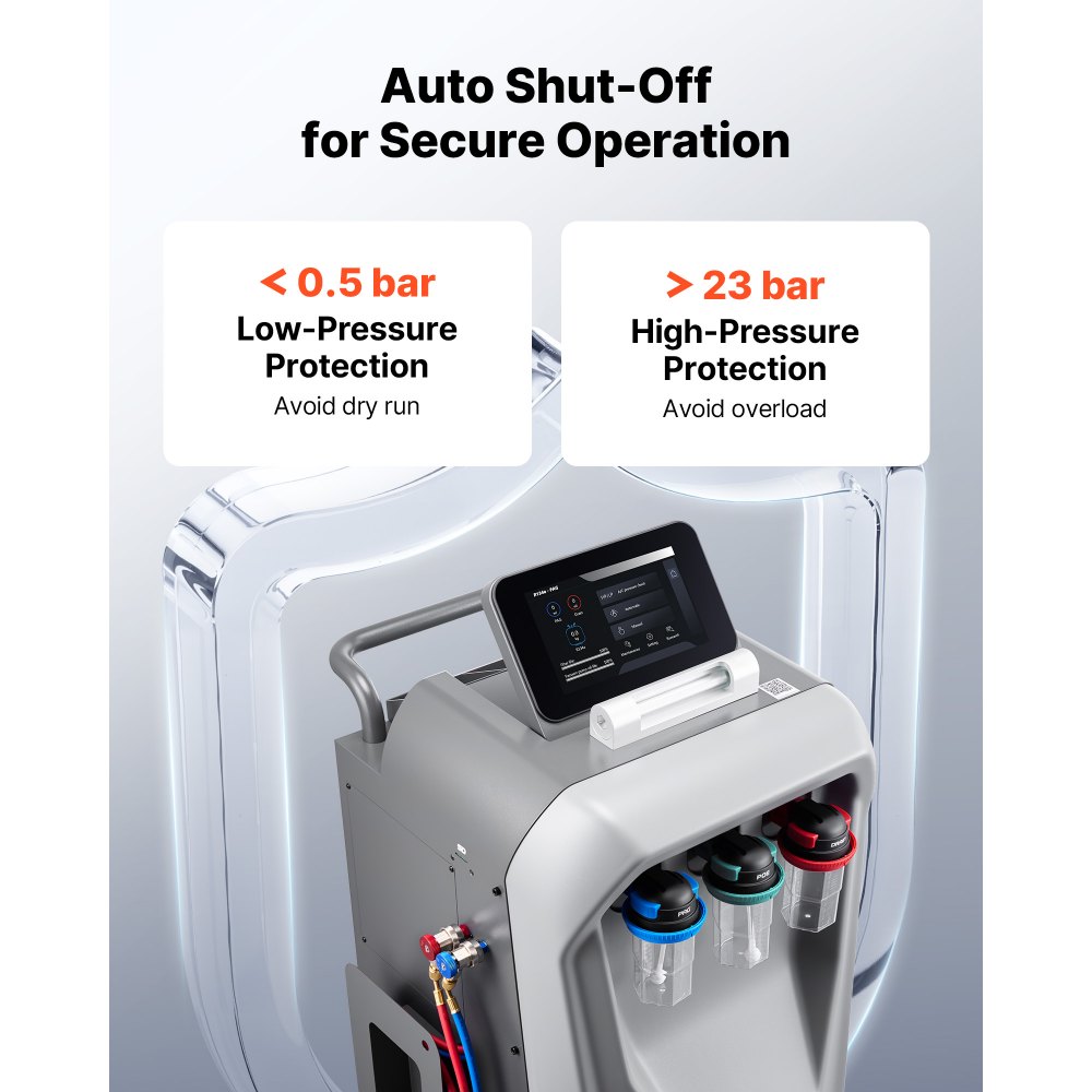 VEVOR Fully Automatic Refrigerant Recovery Machine for R134a, ≥98.5% Accuracy, 10.1-Inch Touch Screen, AC Recovery, Vacuum, Recharging and Flushing for Standard & High Voltage Automotive A/C Systems