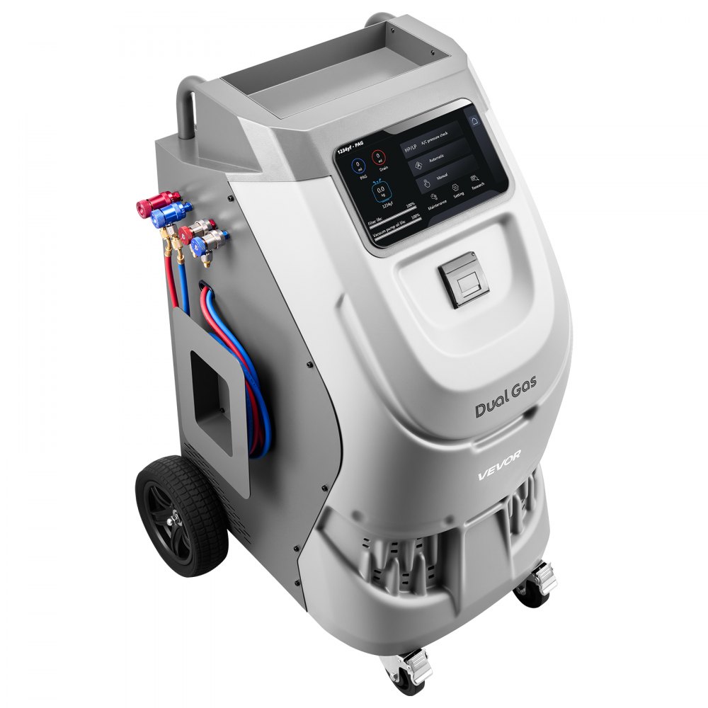 VEVOR Fully Automatic Refrigerant Recovery Machine for R134a & 1234fy, ≥98.5% Accuracy, 10-Inch Touch Screen, AC Recovery, Vacuum, and Recharging for Standard and High Voltage Automotive A/C Systems