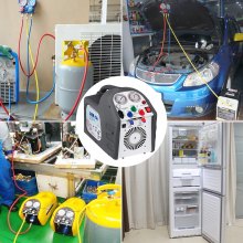 VEVOR Máquina de recuperación de refrigerante 1/2HP AC Máquina de reciclaje de refrigerante HVAC 558psi Unidad de recuperación de refrigerante Herramienta de reparación de aire acondicionado (gris)