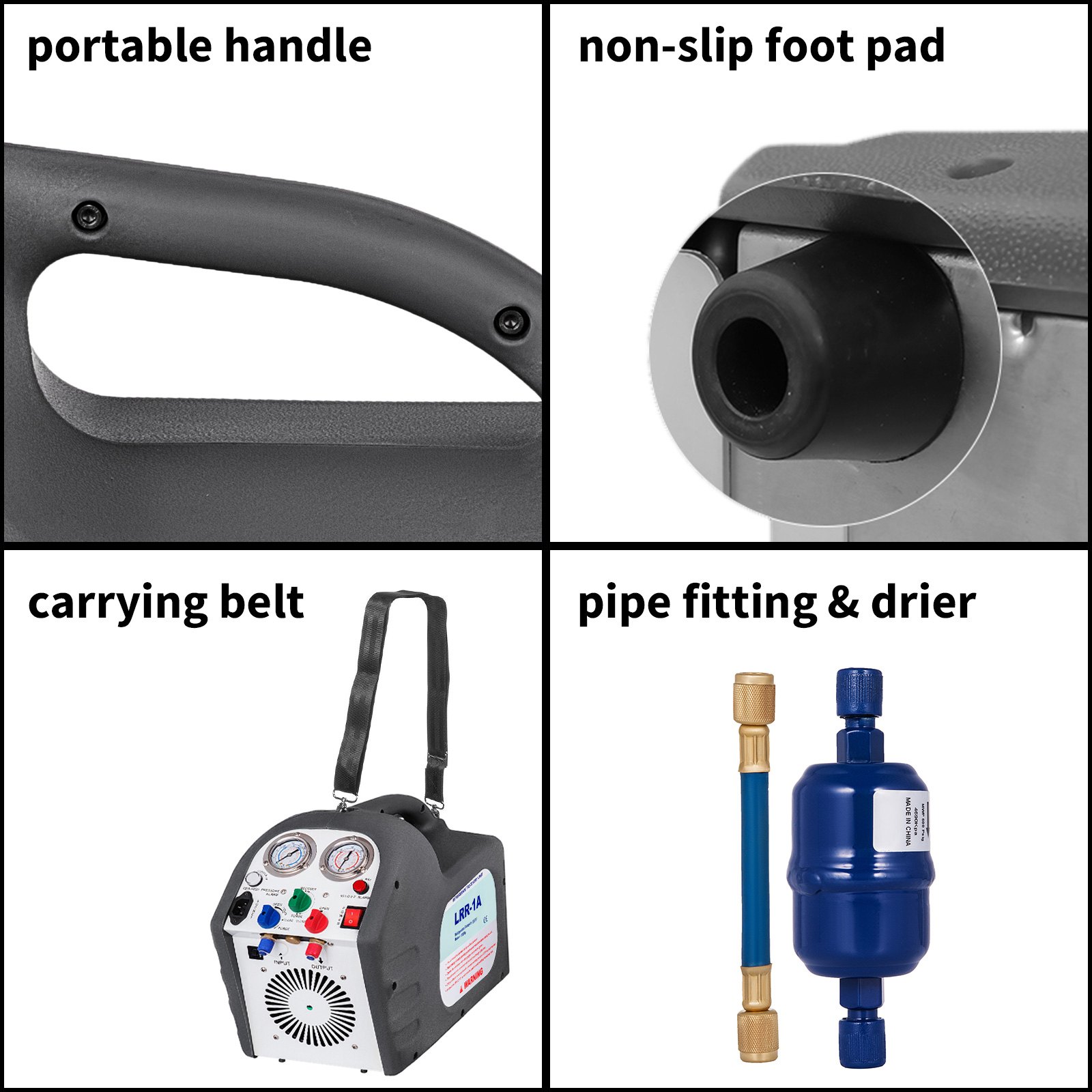 VEVOR Refrigerant Recovery Machine 1/2HP AC Refrigerant Recycling Machine HVAC 558psi Refrigerant Recovery Unit Air Conditioning Repair Tool (GREY)