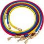 VEVOR AC Charging Hose Tube 72'' Refrigerant Charging Hose 3000Psi Refrigeration Charging Hoses 1/4" Thread Hose Set with Ball Valve for R134A R12 R22 R502 R404 Manifold Hose Set(Pack of 3)