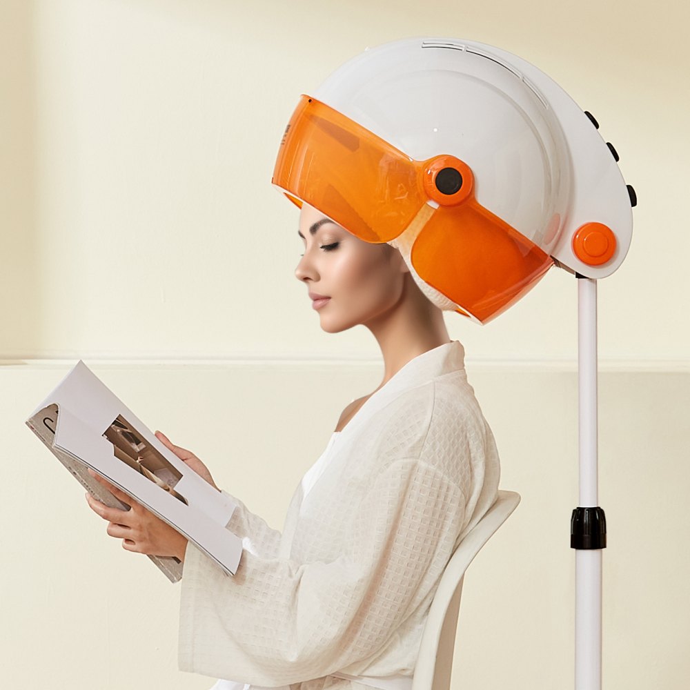 VEVOR Salon-Grade Hair Dryer, 1875W Powerful Stand Dryer, Adjustable Timer & 3 Heat/Speed Options, Mobile Base with Wheels for Salon & Home Use