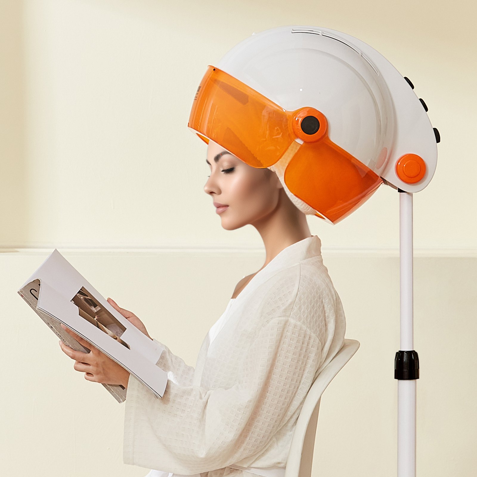 VEVOR Salon-Grade Hair Dryer, 1875W Powerful Stand Dryer, Adjustable Timer & 3 Heat/Speed Options, Mobile Base with Wheels for Salon & Home Use