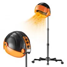 VEVOR Secador de pelo iónico con capucha, secador de pelo profesional con capó de 1875 W, secador de pelo para sentarse debajo con temporizador, 3 ajustes de temperatura y velocidad del viento, base rodante de pie con ruedas para salón de belleza, spa en casa