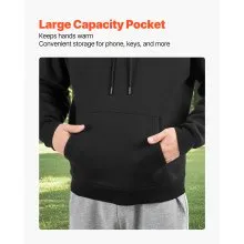 VEVOR Women Pullover Hoodie, X-Large Size, Fleece Long Sleeve Comfy Casual Basic Pullover Hooded Sweatshirt, Warm & Skin-friendly, Practical & Trendy, Black Hoodie with Large Pocket for Fall & Winter