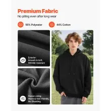 VEVOR Women Pullover Hoodie, 3X-Large Size, Fleece Long Sleeve Comfy Casual Basic Pullover Hooded Sweatshirt, Warm & Skin-friendly, Practical & Trendy, Black Hoodie with Large Pocket for Fall & Winter
