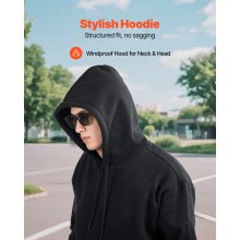 VEVOR Men Pullover Hoodie 3X-Large Size Black Fleece Pullover Hooded Sweatshirt