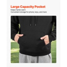 VEVOR Men Pullover Hoodie 3X-Large Size Black Fleece Pullover Hooded Sweatshirt