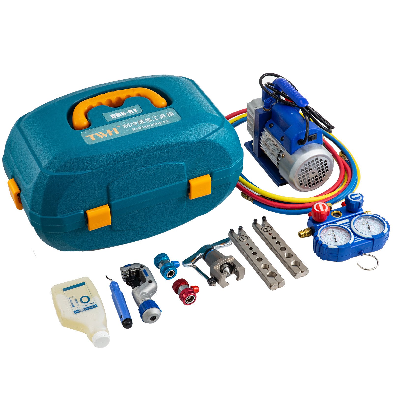 AIR COND VACUUM PUMP MANIFOLD GAUGE RATCHED ALUMINIUM ALLOY 15MICRON TUBE CUTTER