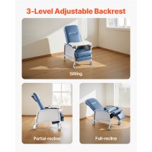 VEVOR Geri Chair Recliner 3-Position Reclining Geri Chair with Tray & 4 Wheels