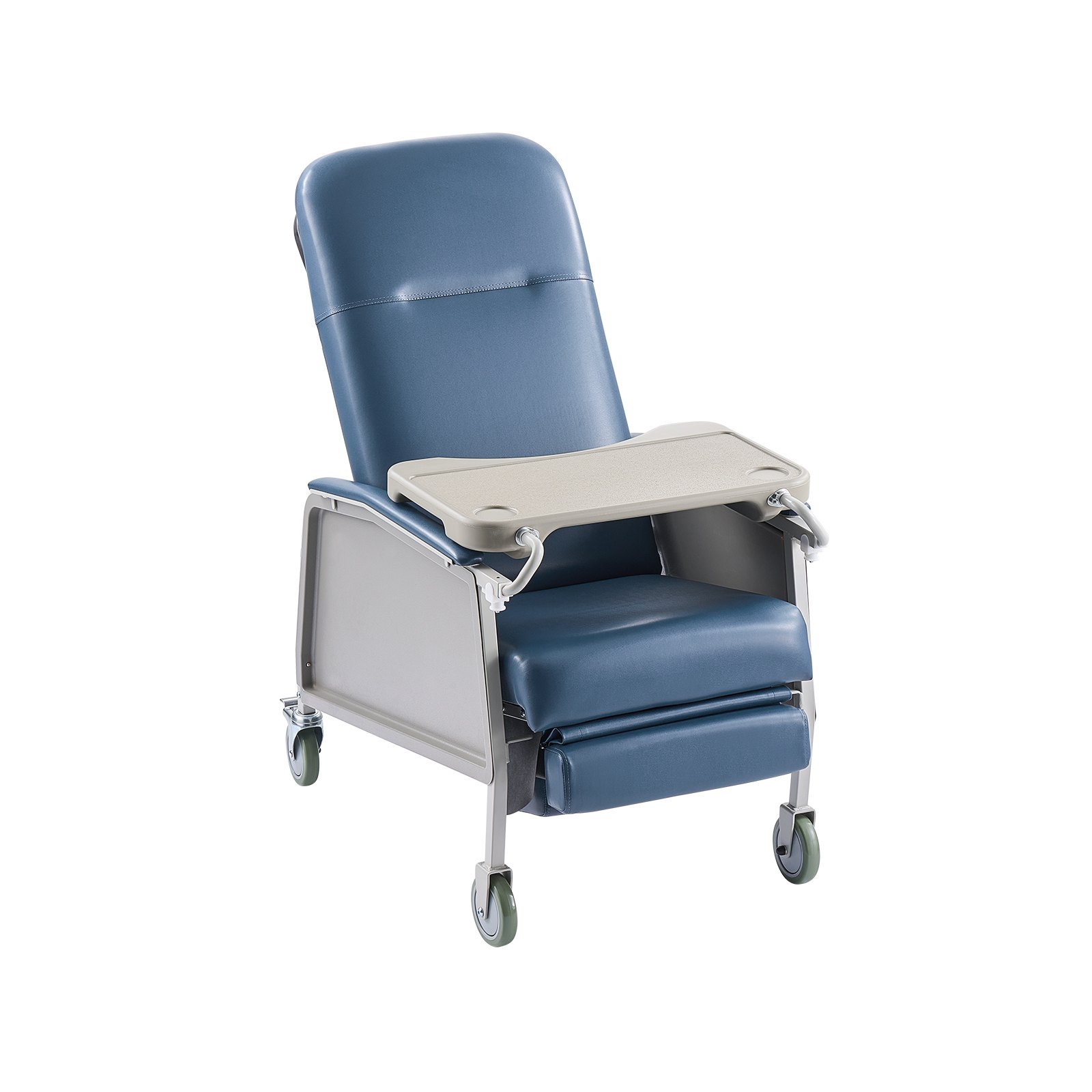 VEVOR Geri Chair Recliner, 3-Position Reclining Geri Chair, Movable Medical Recliner Chairs with 4 Wheels, Soft Padded Seat & Detachable Tray, Ideal for Hospital, Nursing Home, and Geriatric Home Care