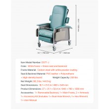 VEVOR Geri Chair Recliner 4-Position Reclining Geri Chair with Trays & 4 Wheels