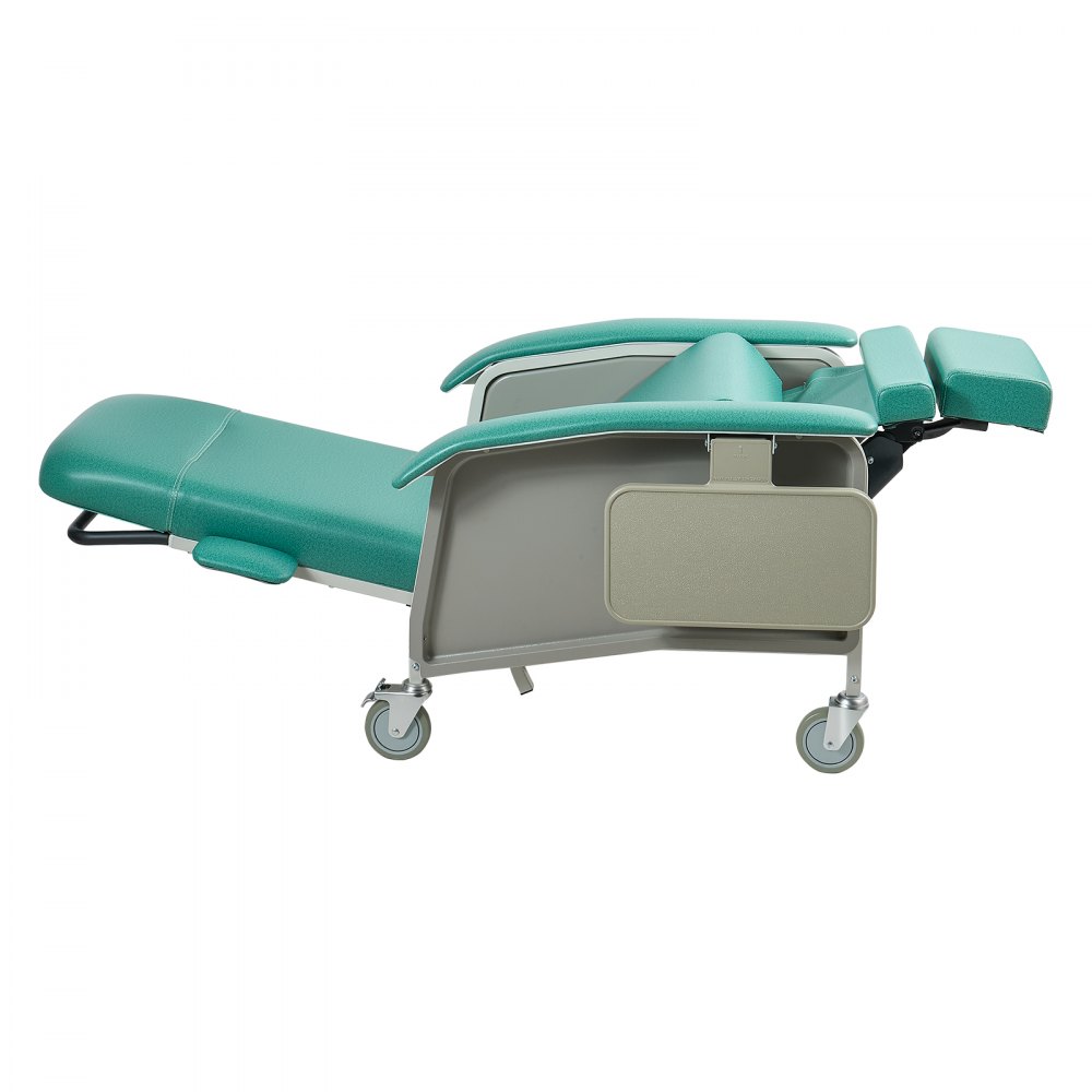 VEVOR 4-Position Geri Reclining Chair 227kg Capacity Geri Chair Recliner, 4-Wheel Medical Recliner Chairs with Trendelenburg, Soft Padded Seat & Trays for Hospitals, Clinics, Geriatric Home Care