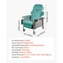 VEVOR 4-Position Geri Reclining Chair 227kg Capacity Geri Chair Recliner, 4-Wheel Medical Recliner Chairs with Trendelenburg, Soft Padded Seat & Trays for Hospitals, Clinics, Geriatric Home Care