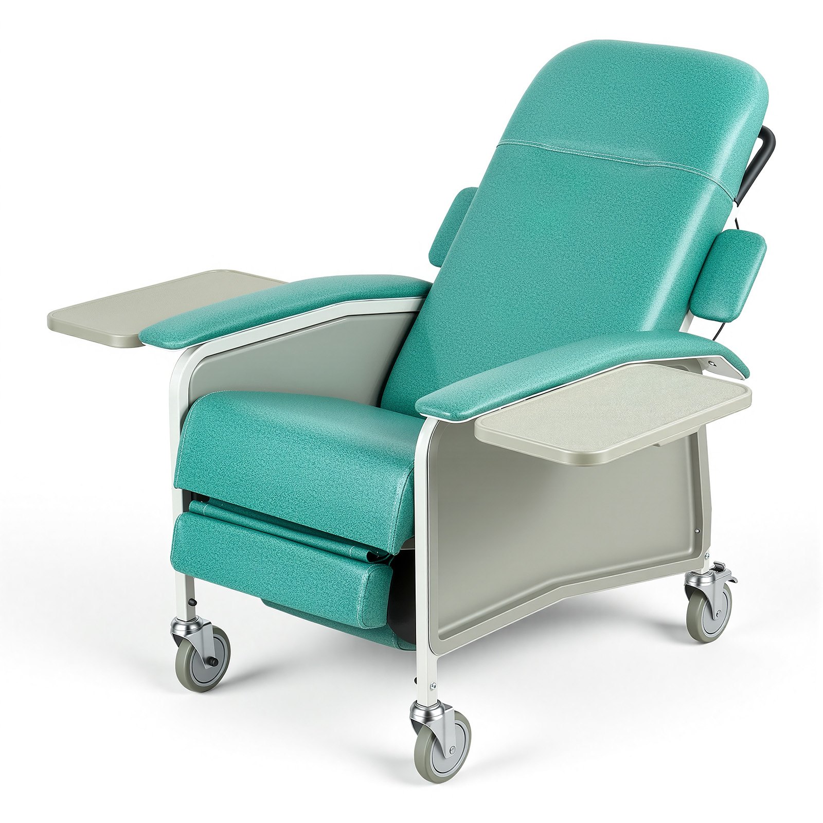 VEVOR 4-Position Geri Reclining Chair 227kg Capacity Geri Chair Recliner, 4-Wheel Medical Recliner Chairs with Trendelenburg, Soft Padded Seat & Trays for Hospitals, Clinics, Geriatric Home Care