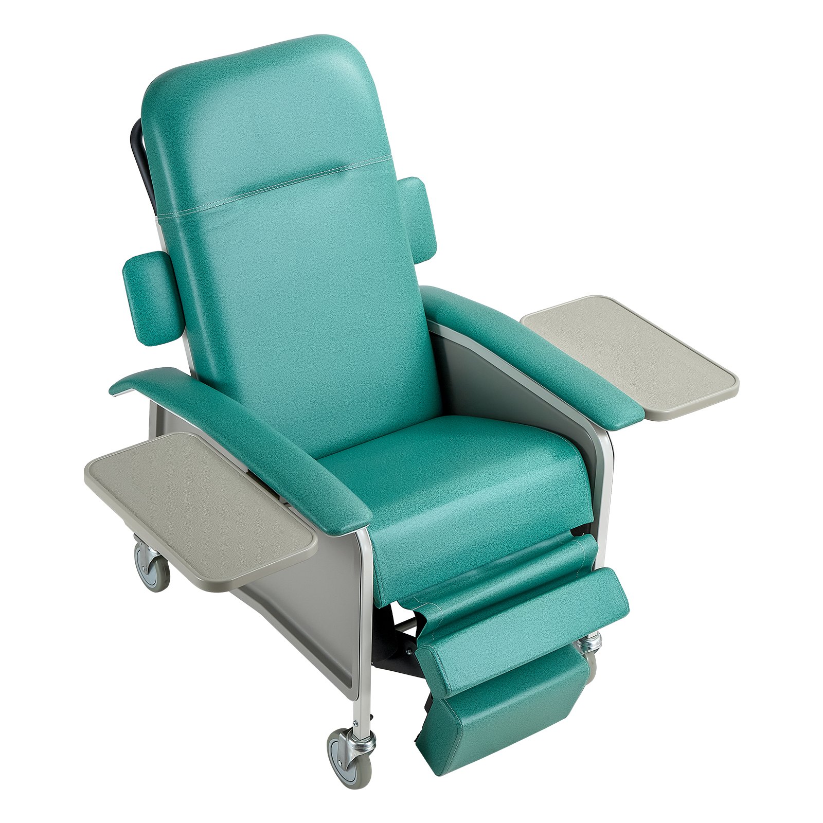 VEVOR 4-Position Geri Reclining Chair 227kg Capacity Geri Chair Recliner, 4-Wheel Medical Recliner Chairs with Trendelenburg, Soft Padded Seat & Trays for Hospitals, Clinics, Geriatric Home Care