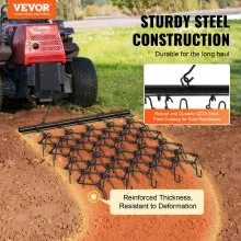 VEVOR Drag Harrow, 4'x5.6' Heavy-Duty Chain Harrow with 69 Teeth, ATV UTV Tractor Attachments Field Drag Mat for Sod Prepping, Seeding Lawns, Landscape Leveling, Harrow Rake for Gravel Driveway Yard
