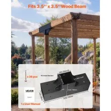 4x4 Inch Pergola Bracket Kit Inner 3.5x3.5 3-Way Woodworks DIY Post 2 pcs