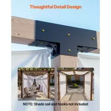 4x4 Inch Pergola Bracket Kit Inner 3.5x3.5 3-Way Woodworks DIY Post 2 pcs