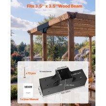 4x4 Inch Pergola Bracket Kit Inner 3.5x3.5 3-Way Woodworks DIY Post 4 pcs