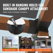 VEVOR Pergola Bracket Kit 6''x6'', 2pcs 4-Way Heavy Duty Corner Bracket Woodworks DIY Post Base Kit, Easy Installation Wooden Beams for Gazebos, Patio Pergolas, Log Cabin Outdoor Pergola Hardware