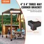 VEVOR Pergola Bracket Kit 10.2 cm x 10.2 cm, Inner Size 9.1 cm x 9.1 cm 4pcs 3-Way Heavy Duty Corner Bracket Woodworks DIY Post Base Kit, Easy Installation Wooden Beams for Gazebos, Patio Pergolas, Log Cabin Outdoor Pergola Hardware