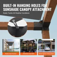 VEVOR Pergola Bracket Kit 4''x4'', 4pcs 3-Way Heavy Duty Corner Bracket Woodworks DIY Post Base Kit, Easy Installation Wooden Beams for Gazebos, Patio Pergolas, Log Cabin Outdoor Pergola Hardware