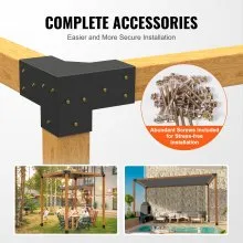 VEVOR Pergola Bracket Kit 4''x4'', 4pcs 3-Way Heavy Duty Corner Bracket Woodworks DIY Post Base Kit, Easy Installation Wooden Beams for Gazebos, Patio Pergolas, Log Cabin Outdoor Pergola Hardware