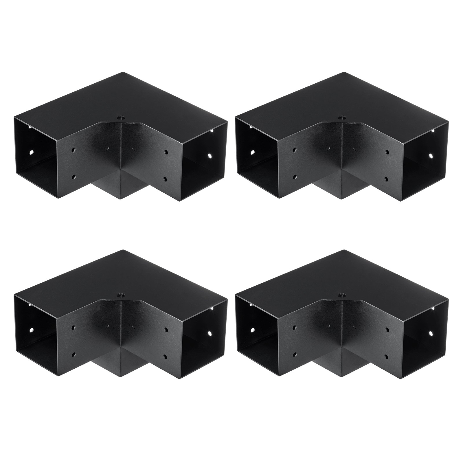 VEVOR Pergola Bracket Kit 10.2 cm x 10.2 cm, Inner Size 9.1 cm x 9.1 cm 4pcs 3-Way Heavy Duty Corner Bracket Woodworks DIY Post Base Kit, Easy Installation Wooden Beams for Gazebos, Patio Pergolas, Log Cabin Outdoor Pergola Hardware
