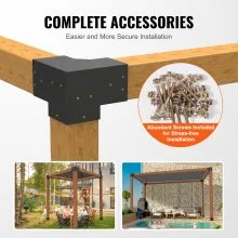 VEVOR Pergola Bracket Kit 6''x6'', 4pcs 3-Way Heavy Duty Corner Bracket Woodworks DIY Post Base Kit, Easy Installation Wooden Beams for Gazebos, Patio Pergolas, Log Cabin Outdoor Pergola Hardware