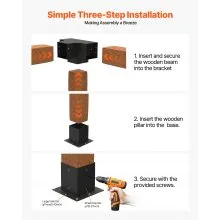 4x4 Inch Pergola Bracket Kit Inner 3.5x3.5 3- and 4-Way Brackets with Bases