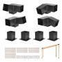 VEVOR Pergola Kit, 4x4 Inch 3-Way Slanted Bracket for 92 x 92 mm Wood Beams in Actual Size, Carbon Steel Pergola Bracket with Screws and Post Bases, for Outdoor Wood Pergolas, Gazebos, Sheds, 8 Pcs