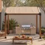 VEVOR Pergola Kit, 4x4 Inch 3-Way Slanted Bracket for 92 x 92 mm Wood Beams in Actual Size, Carbon Steel Pergola Bracket with Screws and Post Bases, for Outdoor Wood Pergolas, Gazebos, Sheds, 8 Pcs
