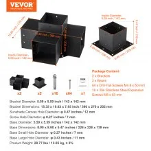 VEVOR Pergola Bracket Kit 6''x6'', 4pcs 4-Way Heavy Duty Corner Bracket Woodworks DIY Post Base Kit, Easy Installation Wooden Beams for Gazebos, Patio Pergolas, Log Cabin Outdoor Pergola Hardware