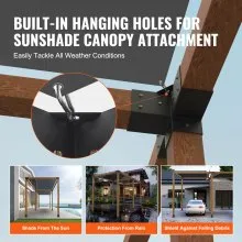 VEVOR Pergola Bracket Kit 4''x4'', 4pcs 4-Way Heavy Duty Corner Bracket Woodworks DIY Post Base Kit, Easy Installation Wooden Beams for Gazebos, Patio Pergolas, Log Cabin Outdoor Pergola Hardware
