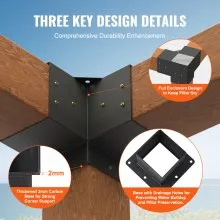 VEVOR Pergola Bracket Kit 6''x6'', 8pcs 3-Way Heavy Duty Corner Bracket Woodworks DIY Post Base Kit, Easy Installation Wooden Beams for Gazebos, Patio Pergolas, Log Cabin Outdoor Pergola Hardware