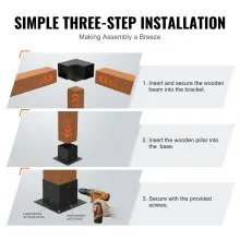 VEVOR Pergola Bracket Kit 6''x6'', 8pcs 3-Way Heavy Duty Corner Bracket Woodworks DIY Post Base Kit, Easy Installation Wooden Beams for Gazebos, Patio Pergolas, Log Cabin Outdoor Pergola Hardware