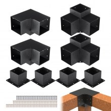 VEVOR Pergola Bracket Kit 6''x6'', 8pcs 3-Way Heavy Duty Corner Bracket Woodworks DIY Post Base Kit, Easy Installation Wooden Beams for Gazebos, Patio Pergolas, Log Cabin Outdoor Pergola Hardware