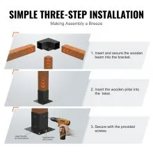 VEVOR Pergola Bracket Kit 4''x4'', 8pcs 3-Way Heavy Duty Corner Bracket Woodworks DIY Post Base Kit, Easy Installation Wooden Beams for Gazebos, Patio Pergolas, Log Cabin Outdoor Pergola Hardware