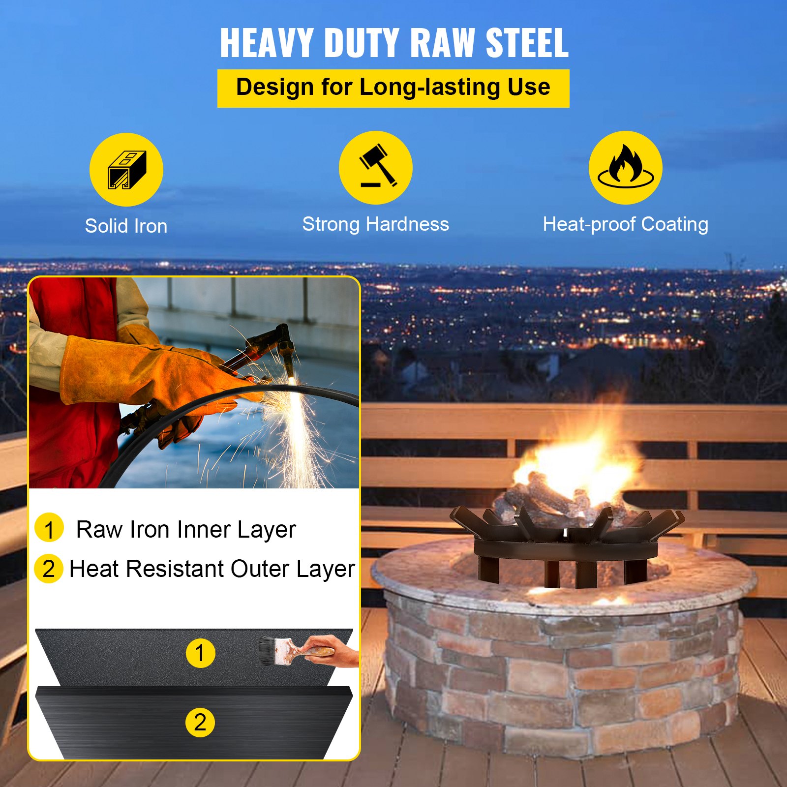 Wheel Fire Grate Fire Pit Log Grate 16-Inch Fire Pit Grate Round Fire Pit Wheels